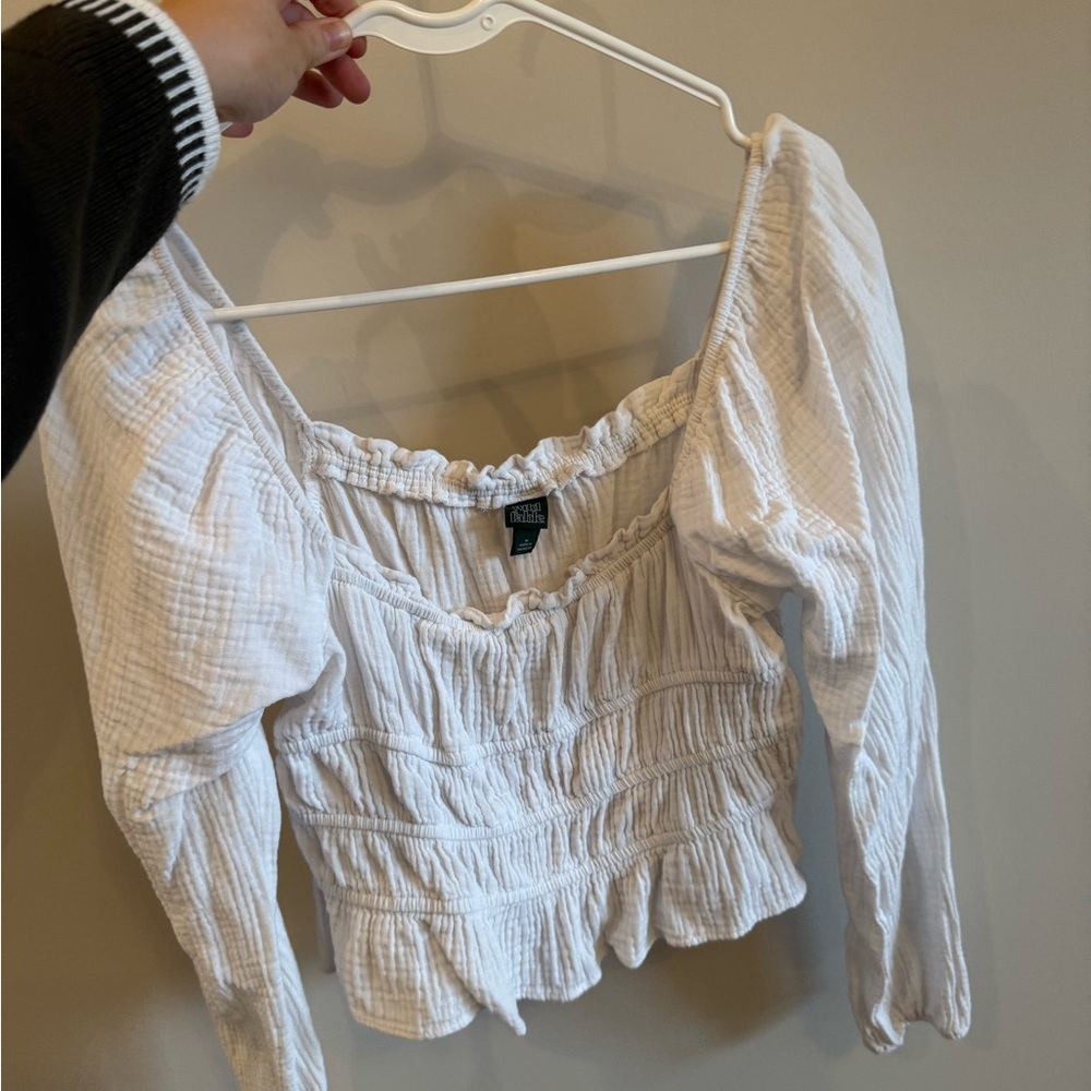 White Smocked Crop Top